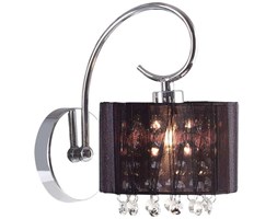 Kinkiet LAMPA ścienna SPAN MBM1583/1 Italux abażurowa OPRAWA glamour kryształki organza mgiełka chrom czarna