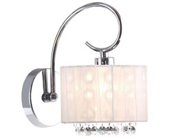 Ścienna LAMPA glamour SPAN MBM1583/1 Italux abażurowy KINKIET kryształki crystal OPRAWA organza mgiełka chrom biała