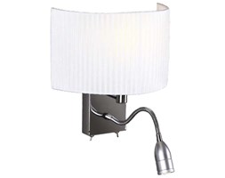 Plisowana LAMPA regulowana CONRAD W0049 MAXLIGHT abażurowa OPRAWA kinkiet z peszelem do czytania chrom biały