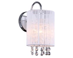 Abażurowa LAMPA kinkiet LANA MBM1787/1 WH Italux kinkiet OPRAWA z kryształkami glamour crystal tuba biała