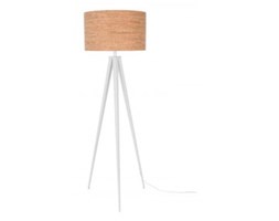 LAMPA PODŁOGOWA TRIPOD CORK BIAŁA, ABAŻUR KORKOWY