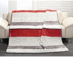 Goezze, koc Cashmere-Feeling Qualität,150x200 wzór Borneo, kolor czerwony, beżowy, szary