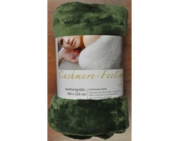 Goezze, koc cashmere-feeling optic 180x220; kolor ciemno zielony