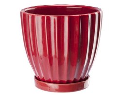 Doniczka ceramiczna z podstawka 17 cm czerwona