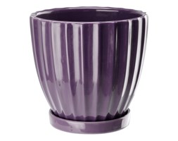 Doniczka ceramiczna z podstawka 13,5 cm fioletowa