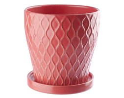 Doniczka ceramiczna z podstawka 13,5 cm czerwona