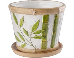 Okrągła doniczka Bambus z podstawką 17cm