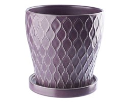 Doniczka ceramiczna z podstawka 13,5 cm fioletowa