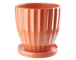 Doniczka ceramiczna z podstawka 13,5 cm pomarańczowa