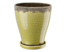 Doniczka ceramiczna z podstawką zielona