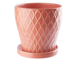 Doniczka ceramiczna z podstawka 17 cm pomarańczowa