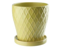 Doniczka ceramiczna z podstawka 17 cm zielona