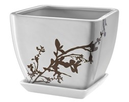 Doniczka z podstawką 13 cm, biała