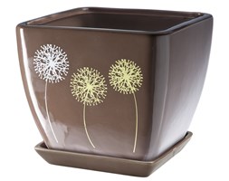 Doniczka z podstawką 15 cm, brązowa