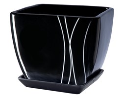 Doniczka z podstawką 15 cm, czarna