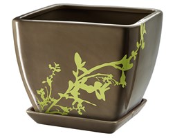 Doniczka z podstawką 15 cm, brązowa