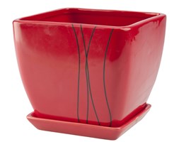 Doniczka z podstawką 15 cm, czerwona
