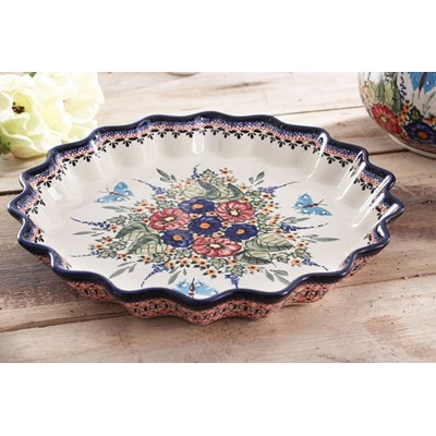 Naczynie ceramiczne do tarty GU-1332 DEK. 149 ART.  BOLESAWIEC 32 cm -- kremowy - rabat 10 z na pierwsze zakupy!