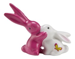 Figurka - Mini Króliczki zakochane -różowy i biały - Bunny de luxe