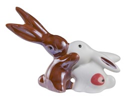 Figurka - Mini Króliczki zakochane - brązowo perłowy i biały - Bunny de luxe
