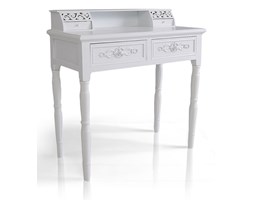 Sekretarzyk , biurko z serii Romantic, ornamenty, ażurowe zdobienia, toczone nogi, matowa biel