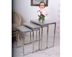 Trzy Srebrne Stoliki w Stylu Art Deco