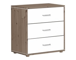 Komoda z 3 szufladami. Korpus terra, fronty białe, paski białe, wym 72x43,5x72.