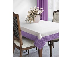 Retro Obrus W Groszki 40x140 Eurofirany Alma Krem+Fiolet