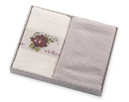 Ekskluzywny Komplet Ręczników Kuchennych 40x60 Eurofirany Rose Krem+Beż