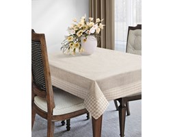 Lniany Obrus W Kratkę 85x85 Eurofirany Berit Beżowy