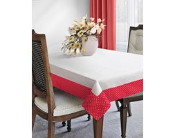 Retro Obrus W Groszki 40x140 Eurofirany Alma Krem+Czerwień