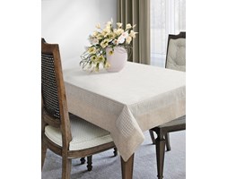 Lniany Obrus W Kratkę 150x220 Eurofirany Asta Beżowa