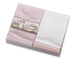 Ekskluzywny Komplet Ręczników Kuchennych 40x60 Eurofirany Dana Biel+Róż