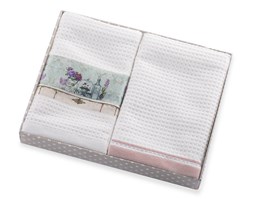 Ekskluzywny Komplet Ręczników Kuchennych 40x60 Eurofirany Amelia Biel+Róż