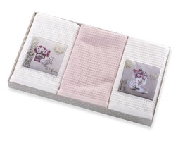 Ekskluzywny Komplet Ręczników Kuchennych 40x60 Eurofirany Alice Biel+Róż