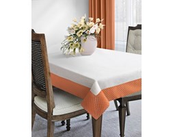 Retro Obrus W Groszki 40x140 Eurofirany Alma Krem+Pomarańcz