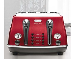 DeLonghi CTOM4003 R Icona Vintage Toster 4 sloty, 1800 W