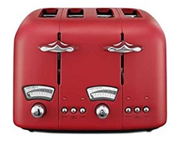 DELONGHI CT04R Argento Toster, 4 tosty, 1600 W, Extra Lift, 6 stopni przyrumienienia, funkcja rozmrażania