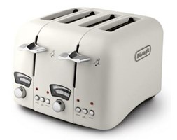 DeLonghi CT04 BK Argento, Toster, opiekacz, 1600W, 2 lub 4 tosty, 6 stopni przypieczenia, ExtraLift, rozmrażanie