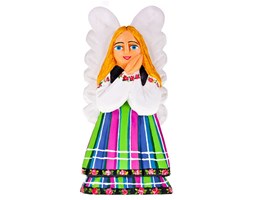 Rzeźba drewniana - anioł w stroju regionalnym - 25 cm