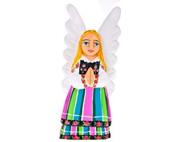 Rzeźba z drewna - sztuka ludowa - modlący się anioł - 25 cm