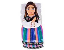Rzeźba drewniana - anioł w stroju łowickim - 20 cm