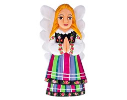 Rzeźba drewniana - anioł w stroju ludowym - 20 cm