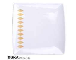 Porcelanowy talerz 20x20 cm złote romby