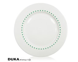 Porcelanowy talerz płytki 19 cm w ciemnozielone kropki