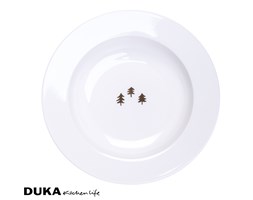 Porcelanowy talerz głęboki 21,5 cm złote choinki