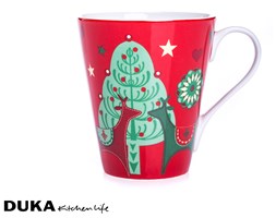 Kubek porcelanowy 350 ml w renifery czerwony