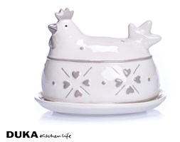 Maselnica w kształcie kury 15 cm kremowa