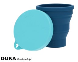 Składany silikonowy kubek z pokrywką 200 ml granatowy