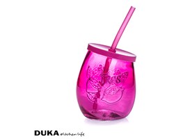 Szklanka ze słomką 400 ml różowa